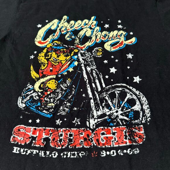 Cheech & Chong Sturgis T Shirt Cotton Motorcycle Black Size Small Dog Biker - Picture 2 of 8